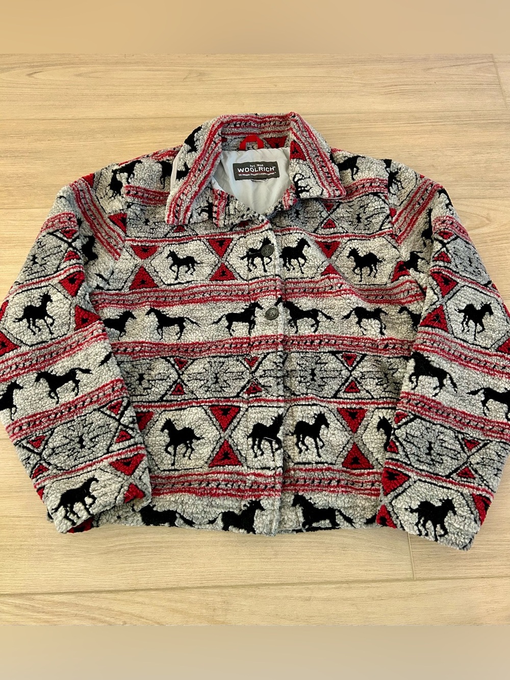 Vintage Woolrich Navajo Grey Horses Western Jacket